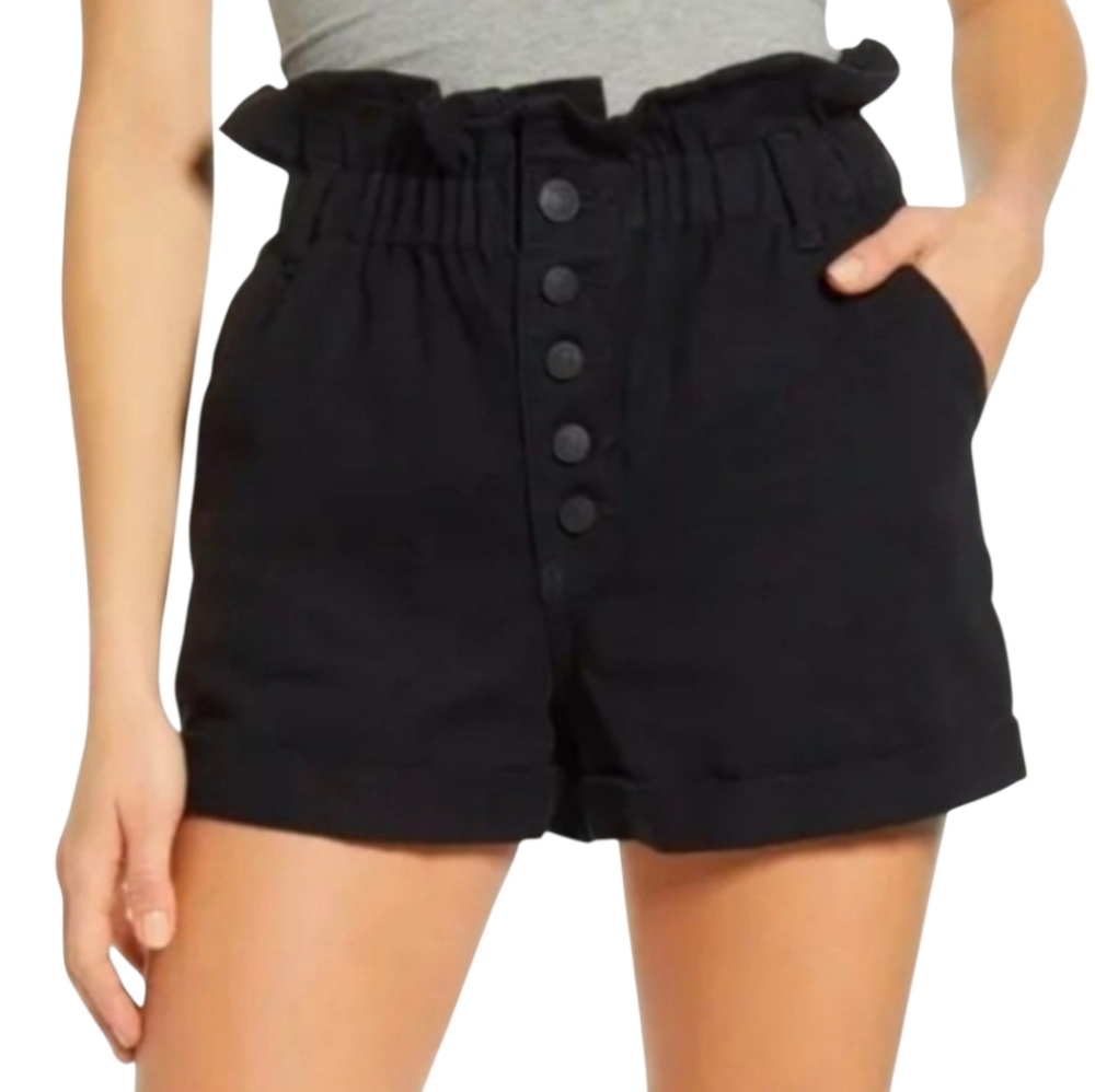 STS Blue Hayley High Waist Paperbag Denim Shorts Black Size 26